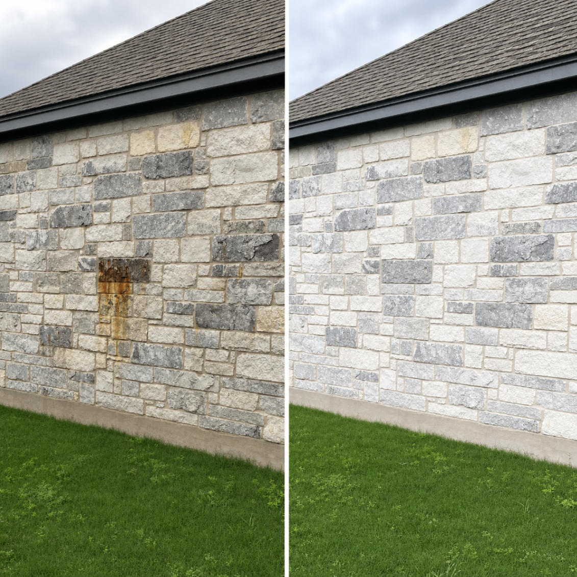 Before and after pressure washing — House Siding