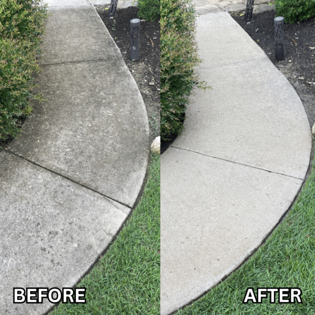 Before and after pressure washing — Sidewalk